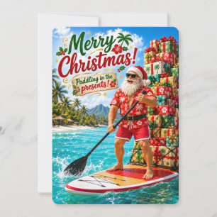 Tarjeta Festiva Las alegres aventuras de Santa   Remando en el pre