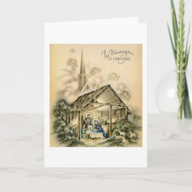Tarjeta Festiva Las bendiciones de la escena de la Natividad de lo (Anverso)