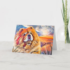 Tarjeta Festiva Las cartas de arte de Chow CHICA de ORO