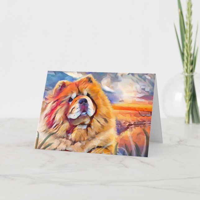 Tarjeta Festiva Las cartas de arte de Chow CHICA de ORO (Anverso)