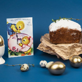 Tarjeta Festiva Las chicas de Pascua cuestas retro añaden mensaje