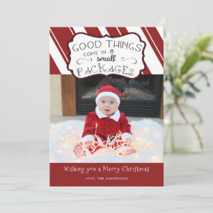 Tarjeta Festiva Las Cosas Buenos Vienen en Pequeños Paquetes Foto