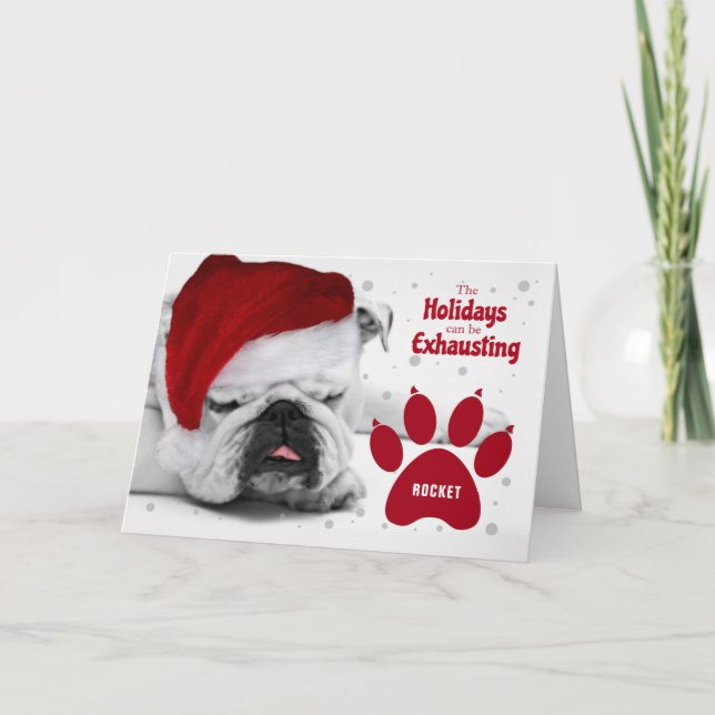 Tarjeta Festiva Las divertidas vacaciones de Bulldog de Navidades  (Anverso)