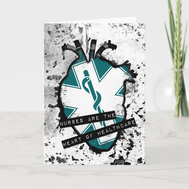 Tarjeta Festiva las enfermeras son el corazón anatómico de la salu (Anverso)
