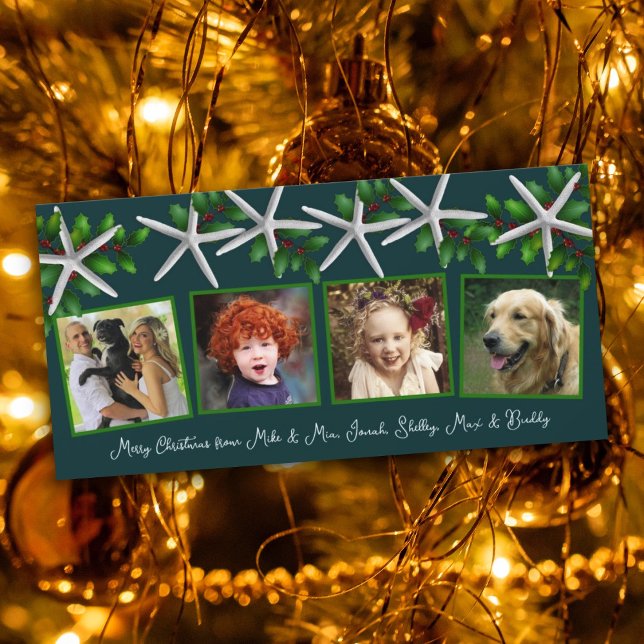 Tarjeta Festiva Las estrellas del mar en Holly Cuatro Navidades de (Subido por el creador)