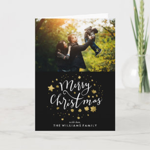 Tarjeta Festiva Las estrellas del oro son "Feliz Navidad"