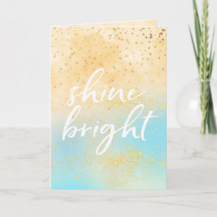 Tarjeta Festiva Las estrellas del tinte amarillo Aqua Shine Bright