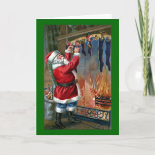 Tarjeta Festiva Las existencias de rellenado de Santa Claus