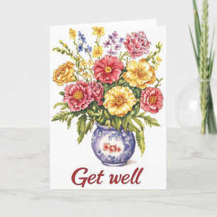 Tarjeta Festiva Las flores de Bouquet retro se ponen bien