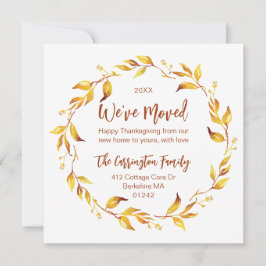 Tarjeta Festiva Las hojas de otoño de acuarela nos hemos mudado.