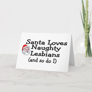 Tarjeta Festiva Las lesbianas traviesas del amor de Santa y hacen