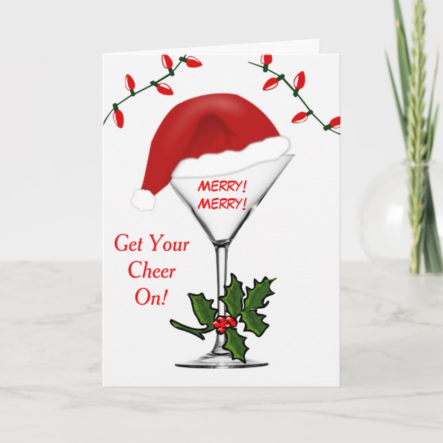 Tarjeta Festiva Las luces de los Navidades de Santa Martini recibe (Anverso)