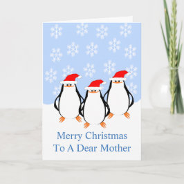 Tarjeta Festiva Las madres Navidades de los pingüinos