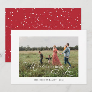 Tarjeta Festiva Las maravillas de su amor Foto Tipografía Rojo