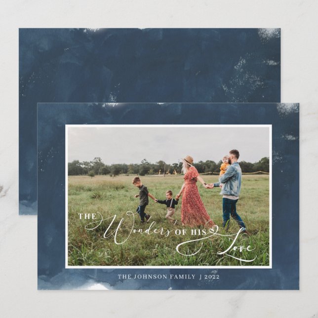 Tarjeta Festiva Las maravillas de sus Navidades de escritura de fo (Anverso / Reverso)