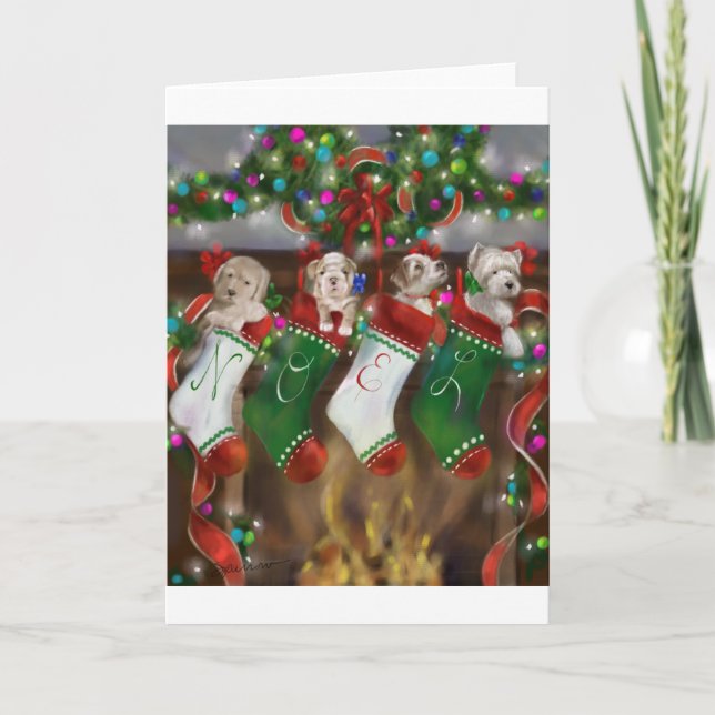 Tarjeta Festiva Las medias fueron colgadas (Anverso)