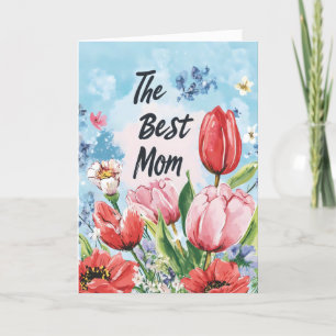 Tarjeta Festiva Las mejores flores retro de mamá