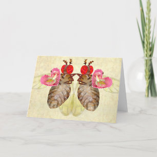 Tarjeta Festiva Las moscas de la fruta intercambian banana Valenti