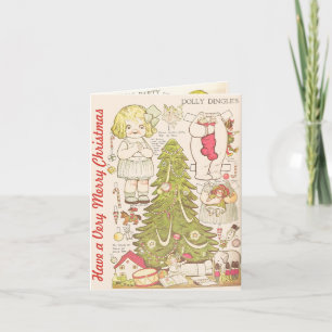 Tarjeta Festiva Las muñecas de papel del vintage "tienen Felices