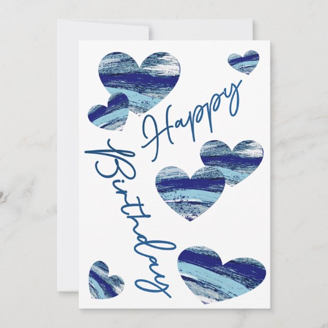 Tarjeta Festiva Las olas del océano inspiraron corazones en tonos  (Anverso)