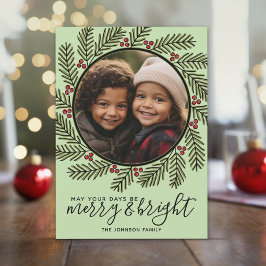 Tarjeta Festiva Las ramas de Navidades modernos de Merry Bright so