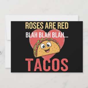 Tarjeta Festiva Las Rosas Son Rojas Blah Tacos Día de San Valentín