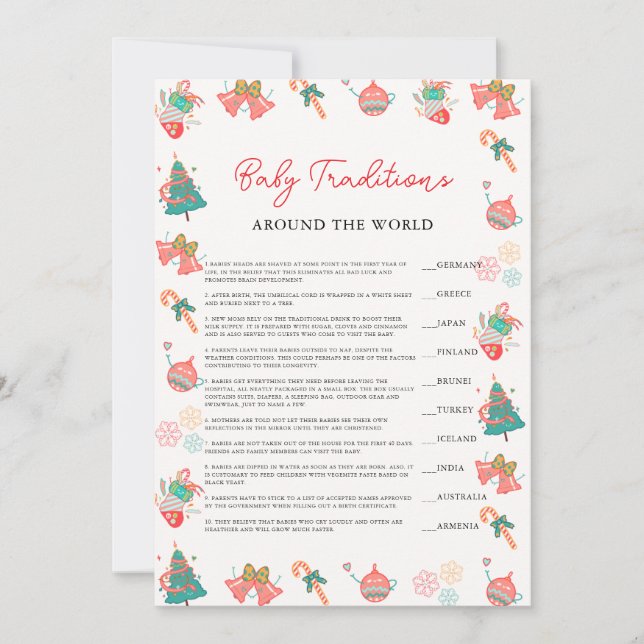 Tarjeta Festiva Las tradiciones de los bebés en todo el mundo Tarj (Anverso)