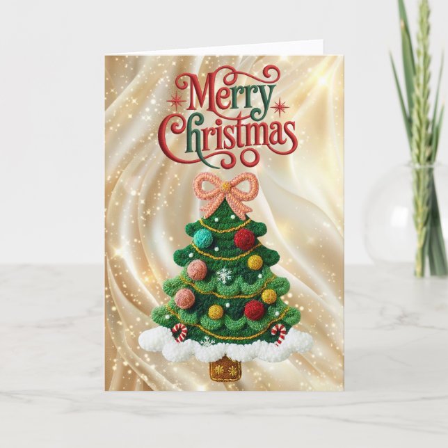 Tarjeta Festiva Latch Hook Yarn Crochet (Faux, Not actual Yarn) (Anverso)