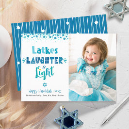 Tarjeta Festiva Latkes Laughter Light Hanukkah Photo Fun Moderno