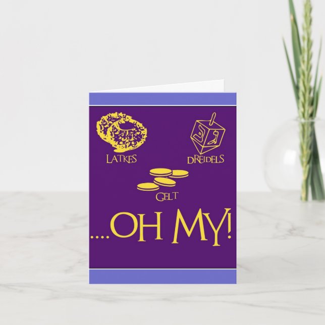 Tarjeta Festiva Latkes y Dreidels y Gelt (Anverso)