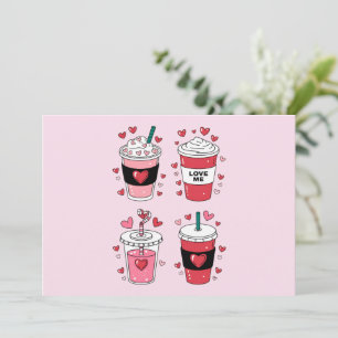 Tarjeta Festiva Latte del Día de San Valentín Amante del Café