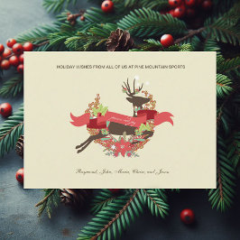 Tarjeta Festiva Laurel Deer Peace and Joy Corporate Card