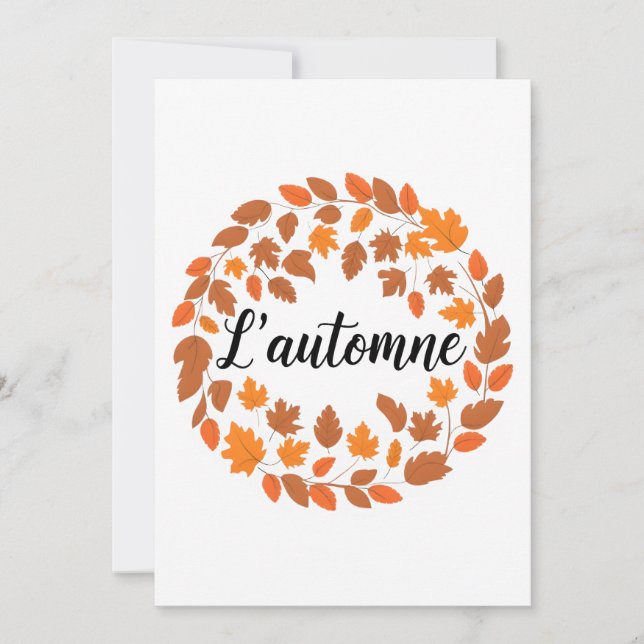 Tarjeta Festiva L'automne, Ilustracion francés de otoño, temporada (Anverso)