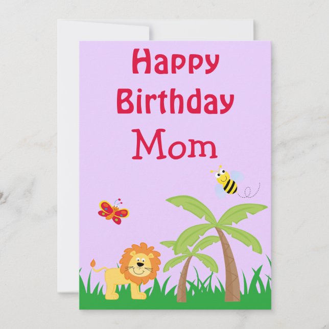 Tarjeta Festiva Lavanda de cumpleaños de mamá Safari (Anverso)