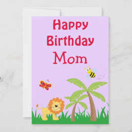 Tarjeta Festiva Lavanda de cumpleaños de mamá Safari