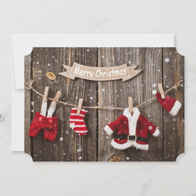 Tarjeta Festiva Lavandería de Santa Claus (Anverso)