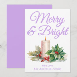 Tarjeta Festiva Lavender Guión manuscrito morado y brillante