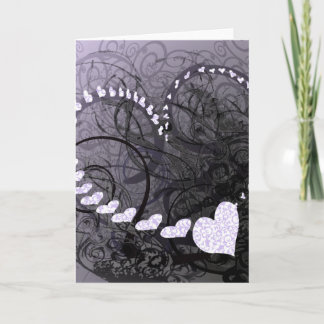 Tarjeta Festiva Lavender Heart Swirls