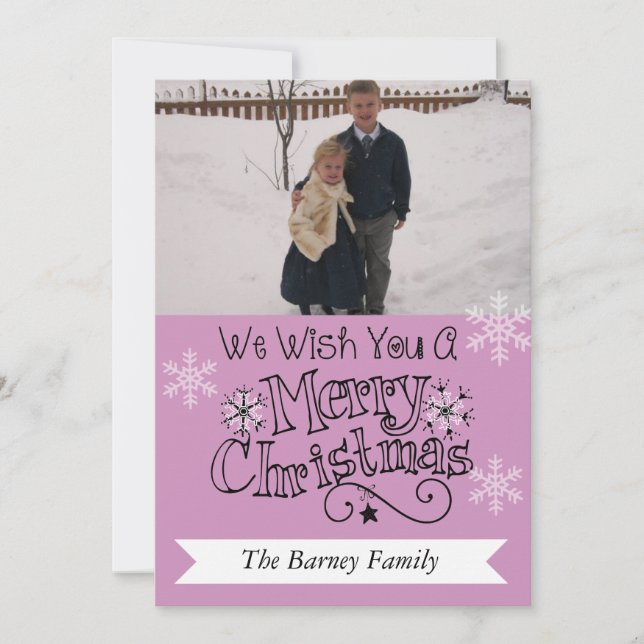 Tarjeta Festiva Lavender Merry Christmas Photo Holiday Card (Anverso)