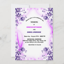 Tarjeta Festiva Lavender Purple & rosa Floral Elegante Boda Invi