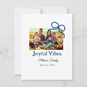 Tarjeta Festiva Lazo azul vibraciones alegres añadir nombre de fam