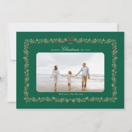 Tarjeta Festiva lazo botánico verde cazador tradicional foto 