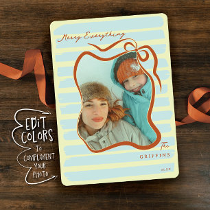 Tarjeta Festiva Lazo de cinta de color personalizado a rayas estac