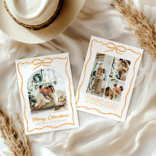 Tarjeta Festiva Lazo de cinta dibujado a mano caprichoso de Navida