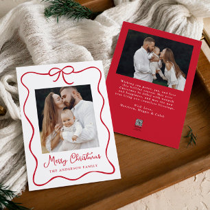 Tarjeta Festiva Lazo de cinta roja elegante 2 Foto