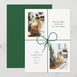 Tarjeta Festiva Lazo de cinta verde moderno envolvente para 2 foto