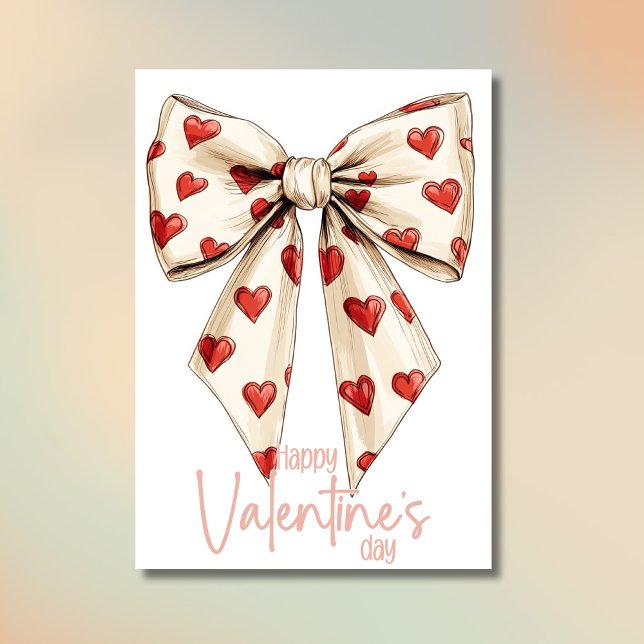 Tarjeta Festiva Lazo de crema chic Feliz día de San Valentín (Subido por el creador)