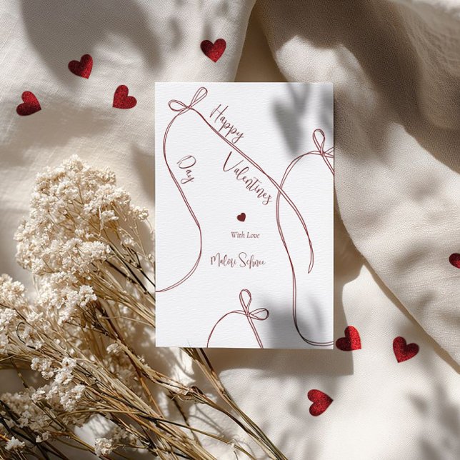 Tarjeta Festiva Lazos de cinta – Feliz Día de San Valentín moderno (Subido por el creador)