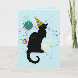 Tarjeta Festiva Le Chat Noir cuenta regresiva para Año Nuevo