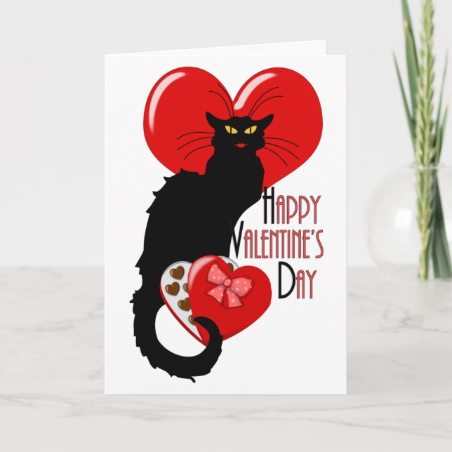 Tarjeta Festiva Le Chat Noir El día de San Valentín (Anverso)
